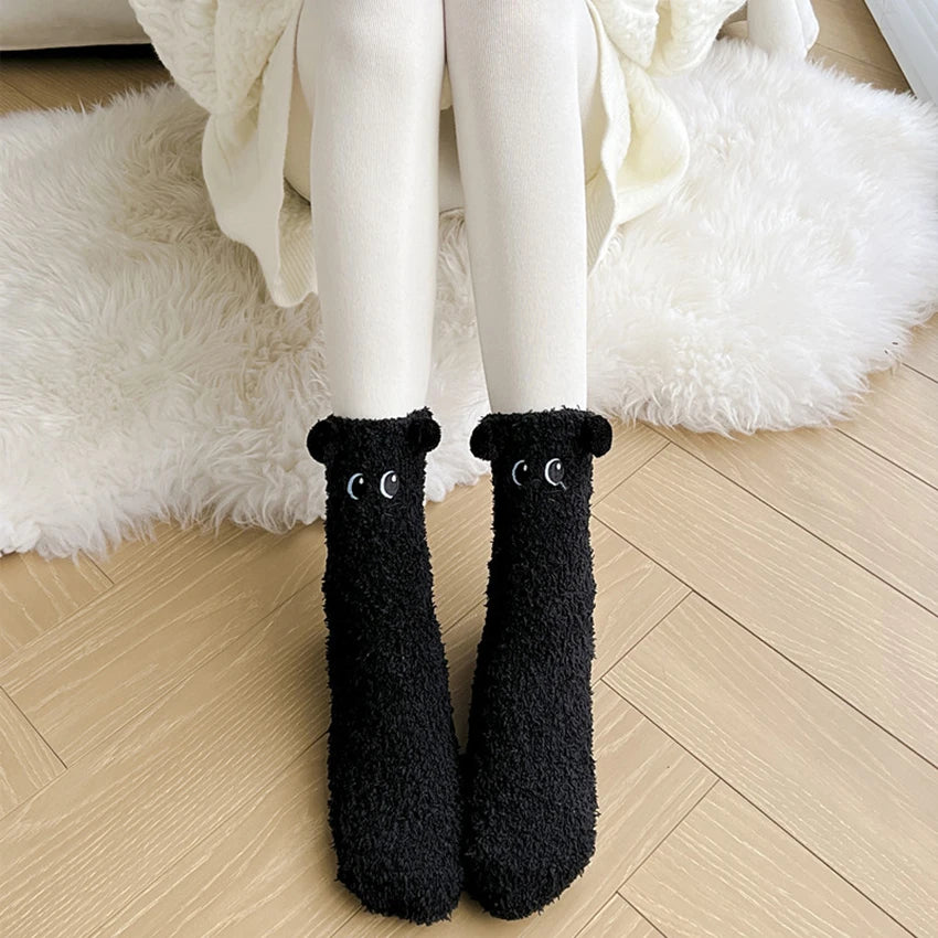 Cute Women's Winter Fluffy Socks | Cozy Fuzzy Animal Crew Socks