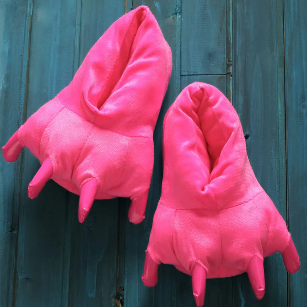 Animal Paw Plush Slippers | Cozy Dinosaur & Monster Indoor Shoes