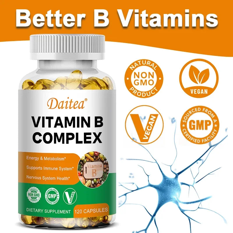 Organic Vitamin B Complex for Energy & Immune Support - 120 Capsules