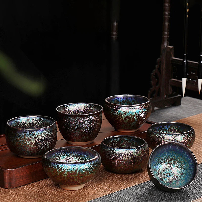 Large Pigmented Traditional Teacups | Elegant Kung Fu Drinkware