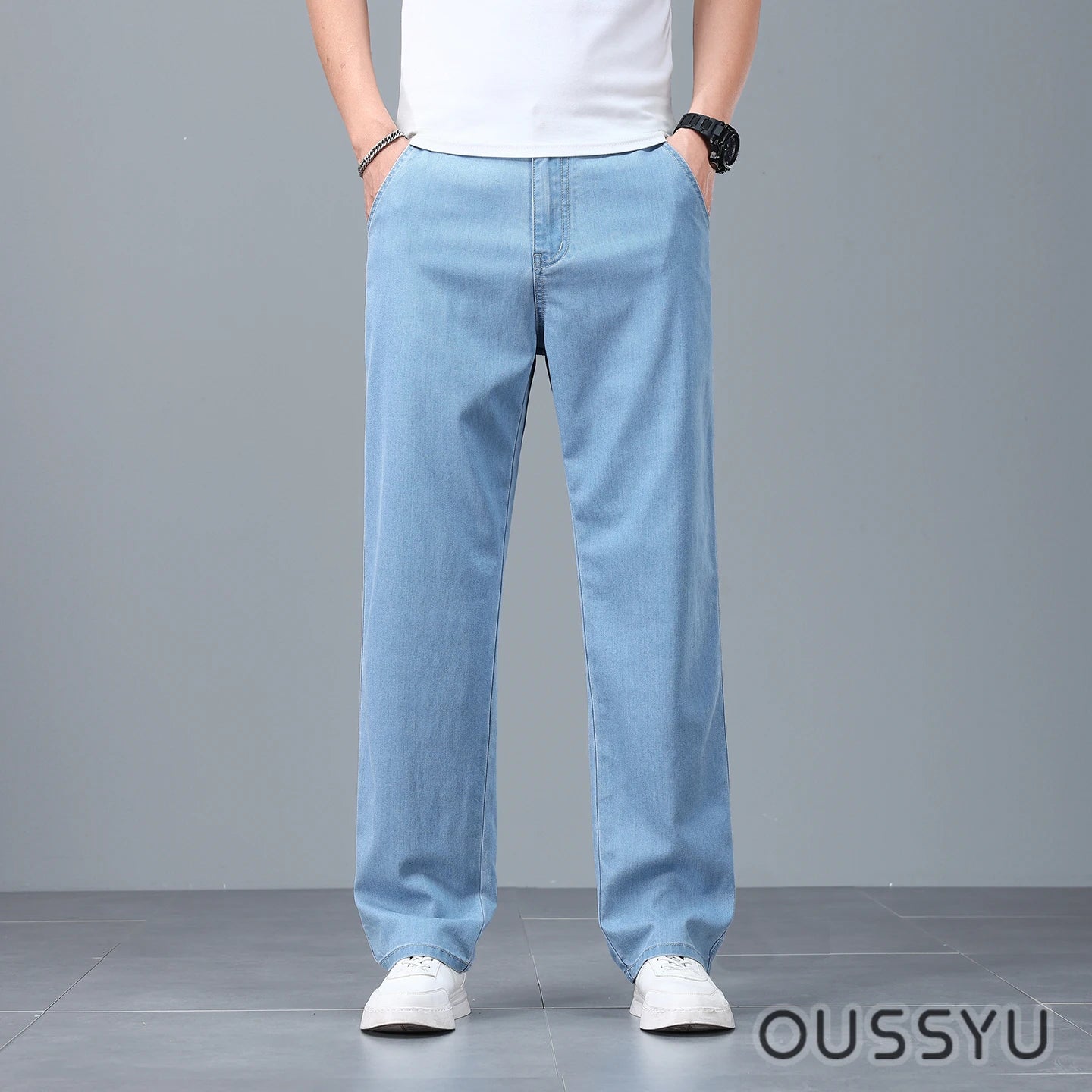 Men's Loose Straight Jeans | Lightweight Casual Pants for Summer