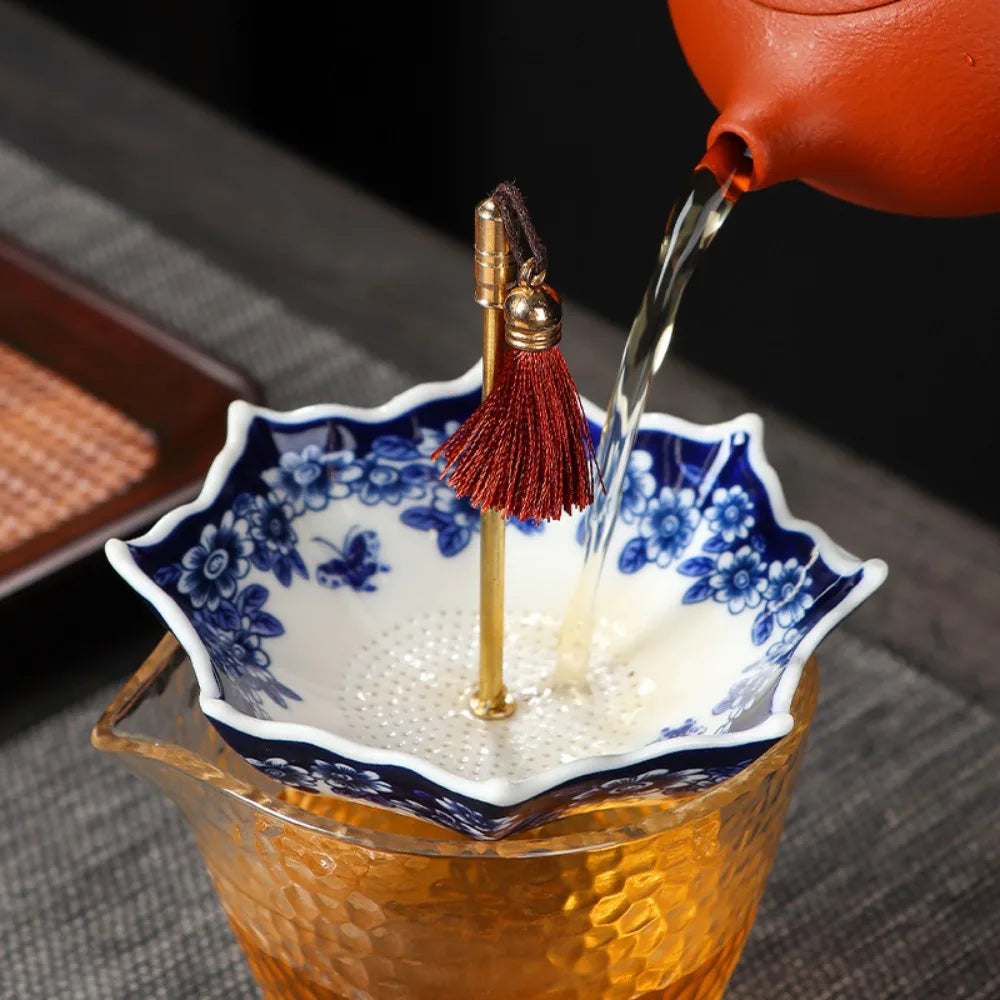 Traditional Ceramic Umbrella Tea Strainer | Elegant Tabletop Infuser