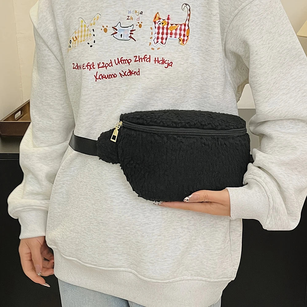Stylish Women's Large Capacity Chest Bag | Cozy Lamb Wool Design