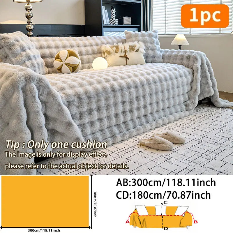 Plush Sofa Towel Cover | Thick Anti-Slip Winter Sofa Protector