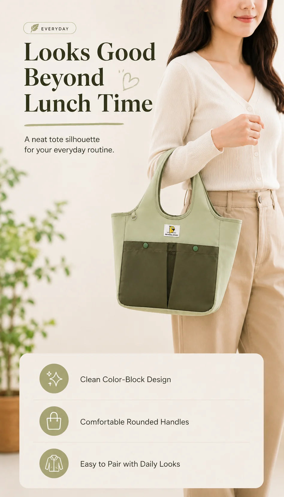 Insulated Lunch Bag Tote Waterproof Portable Large Capacity Bento Box Bag Thermal Cooler Handbag for Office School Picnic