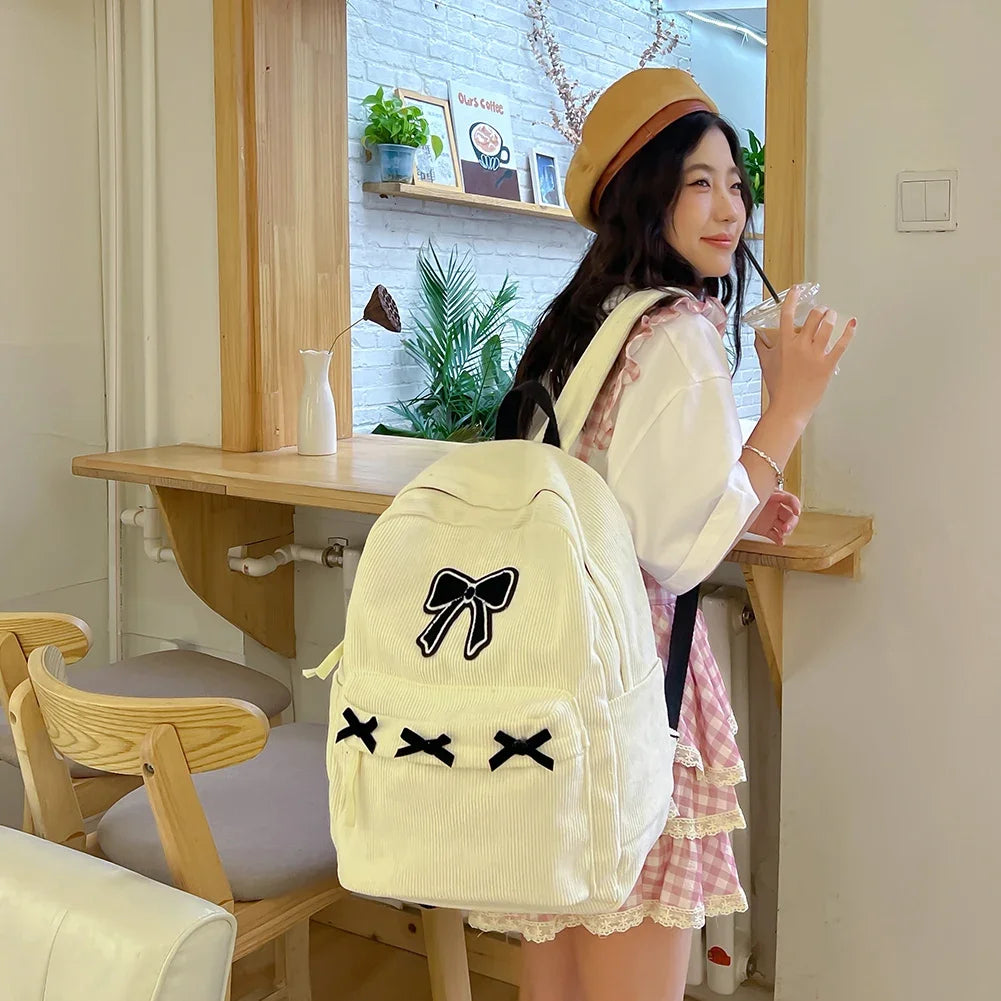 Cute Bowknot Aesthetic Backpack | Trendy School & Travel Bag
