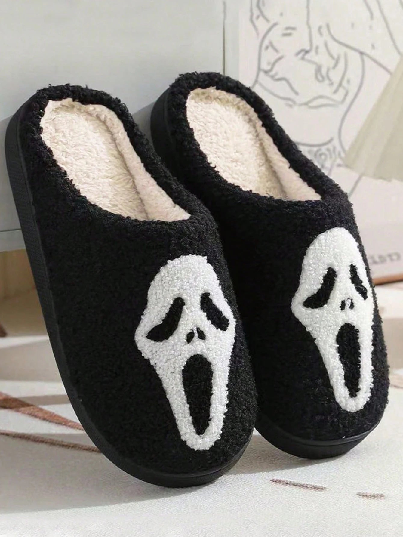 Halloween Skeleton Cartoon Winter Slippers | Cozy Indoor Shoes