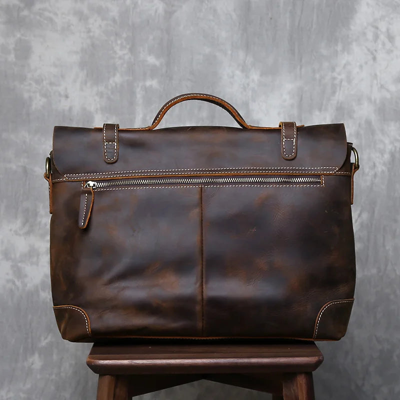 Retro Leather Commuter Handbag | Stylish & Versatile Bag for Men