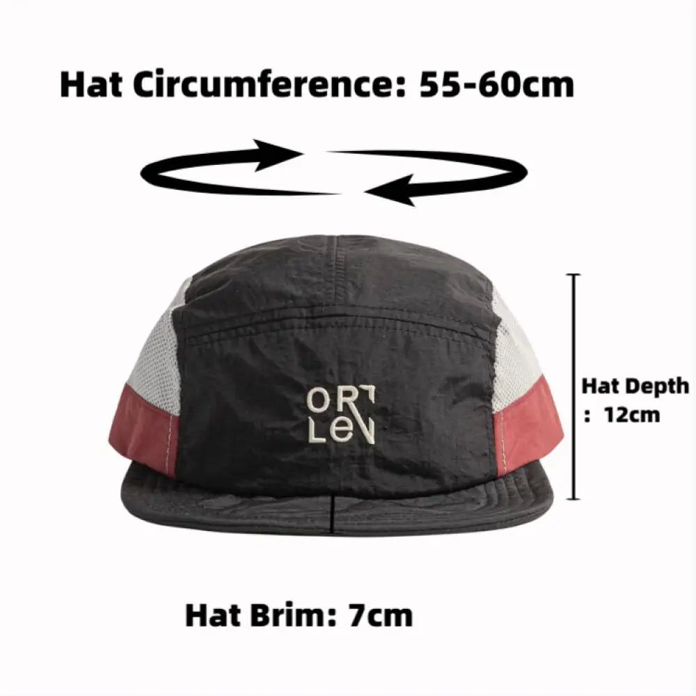 Breathable Mesh 5 Panel Baseball Cap Nylon Color Embroidered Adjustable Unisex Hat Running Cycling Hiking UVQuickDry Packable