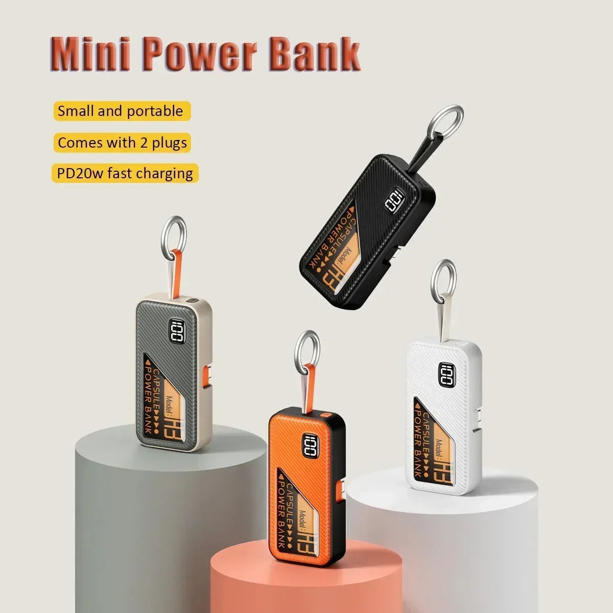 20000mAh Mini Power Bank with PD20W Fast Charging & Digital Display