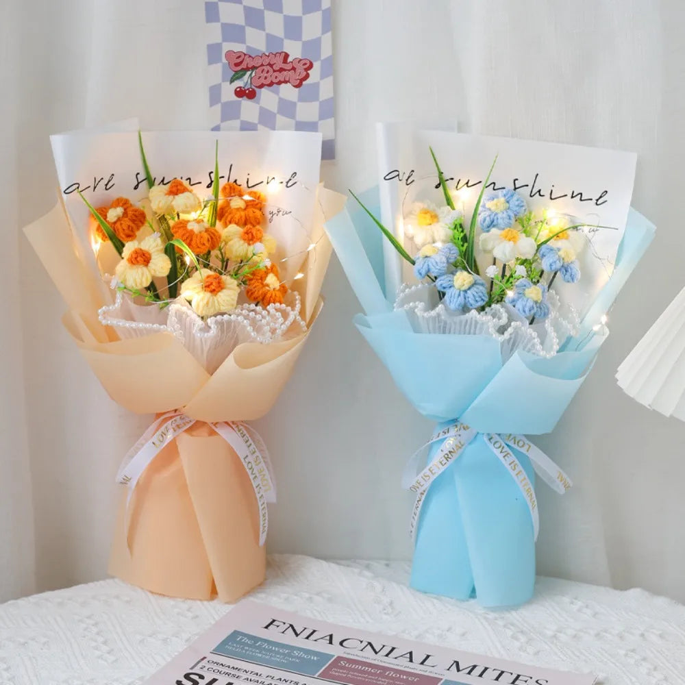 Ramo de flores de crochet tejido a mano | Regalos perfectos para graduación y decoración del hogar