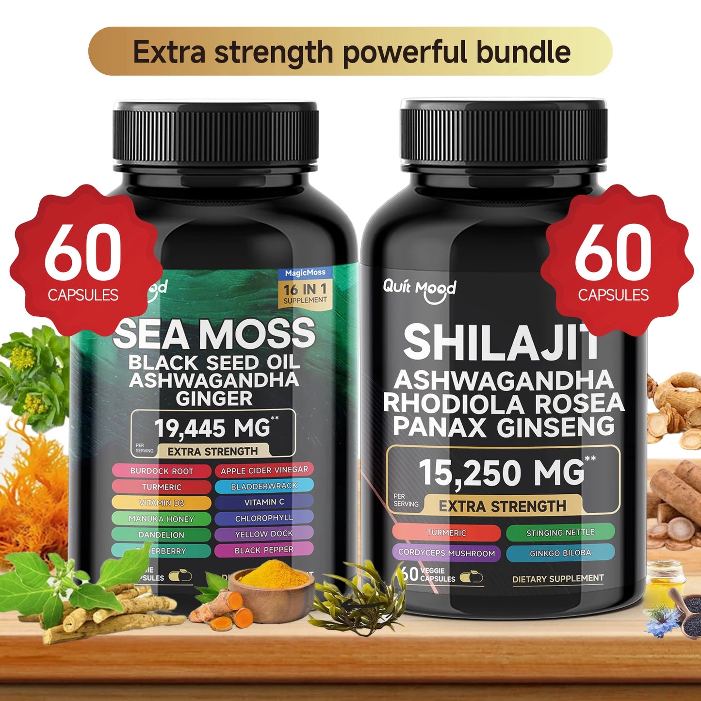 Energy-Boosting Sea Moss Shilajit Bundle with Black Seed Oil
