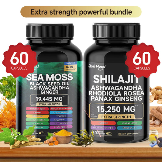 Energy-Boosting Sea Moss Shilajit Bundle with Black Seed Oil