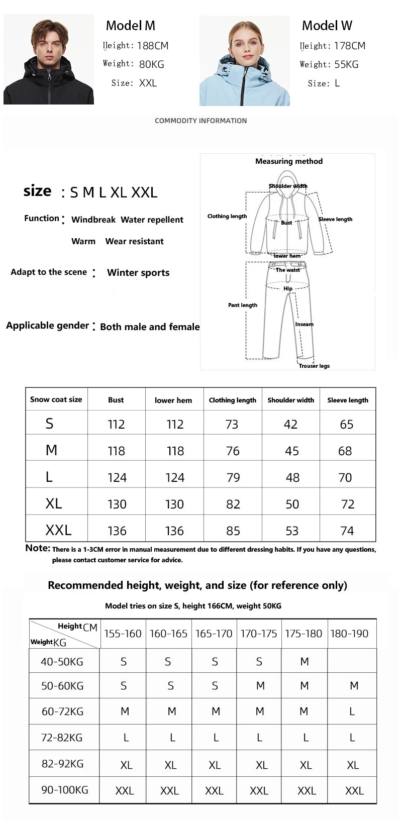 Unisex Winter Ski Clothing Set | Warm & Durable Ski Suit
