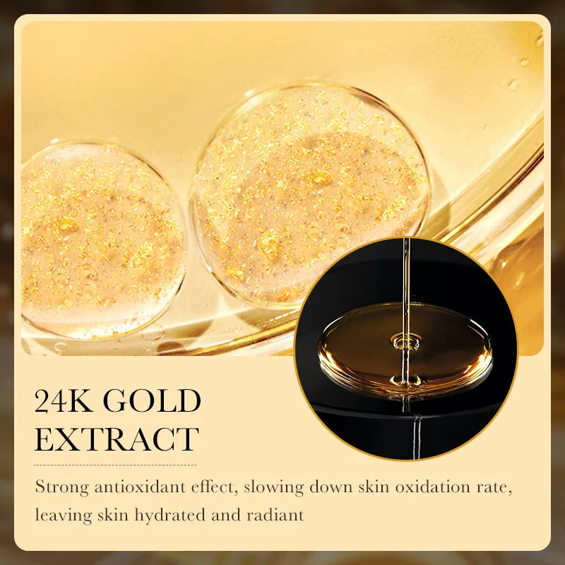10pcs 24K Golden Hyaluronic Acid Face Masks for Glowing Skin