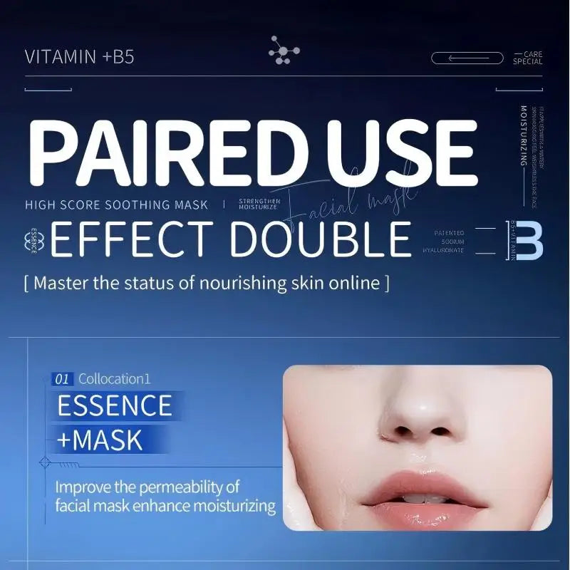 10pcs Vitamin B5 Sheet Mask | Hydrating & Soothing Face Care