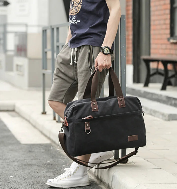 Large Capacity Men's Canvas Shoulder Bag for Travel & Business