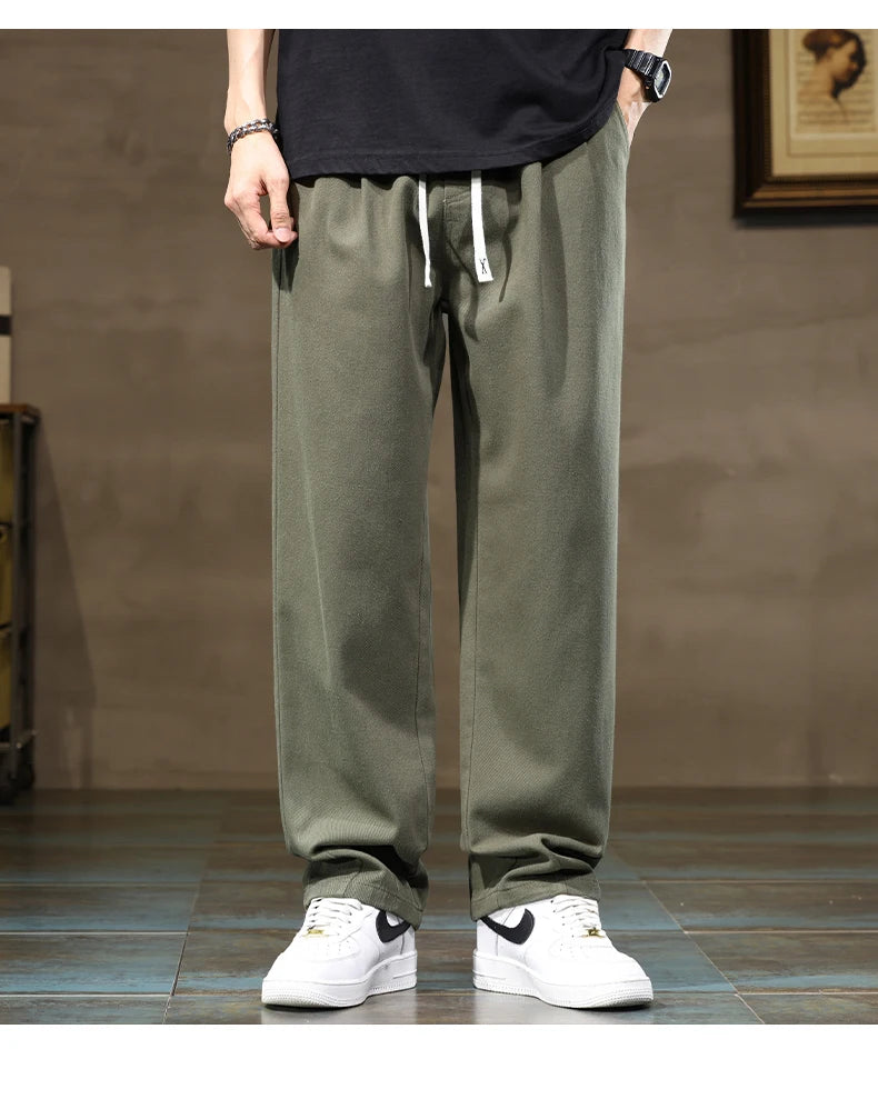 Comfortable Loose Men's Trousers | 100% Cotton Khaki Pants