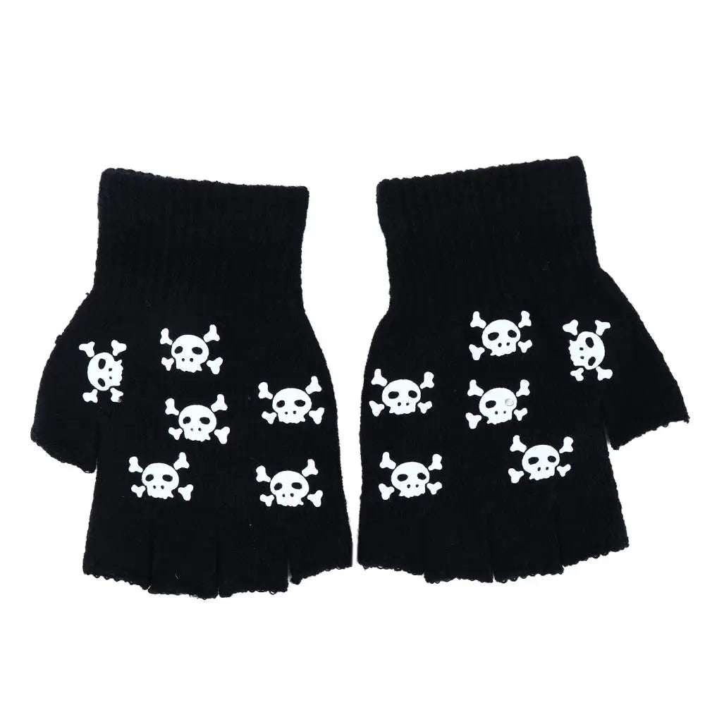 Men's Skull Glow Gloves | Stylish Luminous Half-Finger Mittens