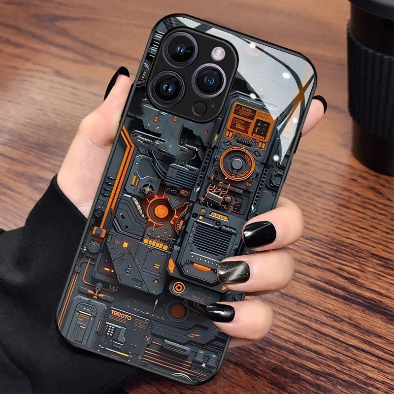 Creative Circuit Board Pattern Glass Phone Case | Stylish Protection