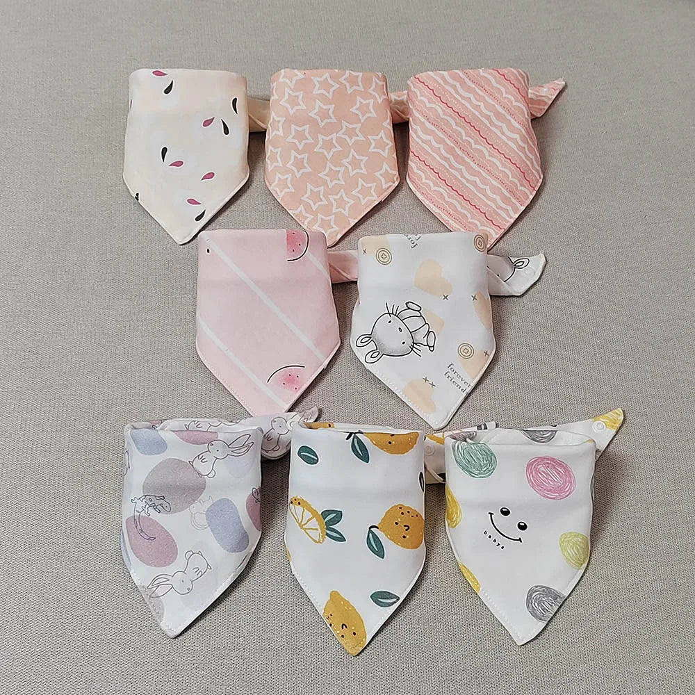 8-Pack Baby Bibs | Soft Cotton Triangle Burp Cloths for Infants