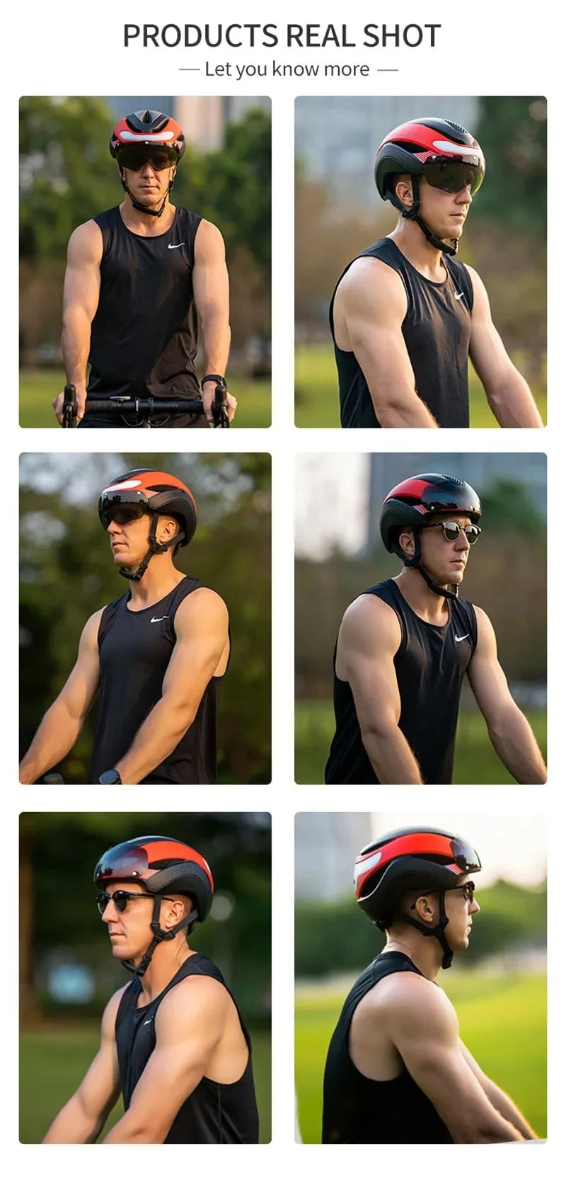 Ultralight Road Bicycle Helmet with LED Lights & Magnetic Goggles