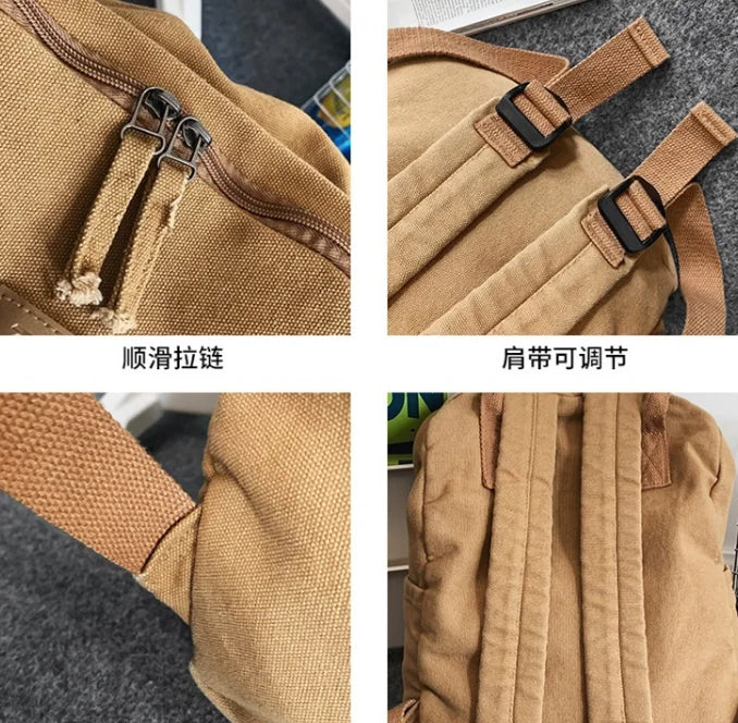Large Capacity Vintage Canvas Backpack | Stylish Travel Knapsack