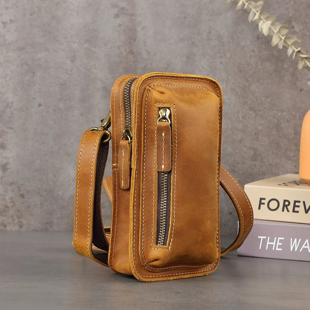 Genuine Leather Retro Crossbody Waist Bag | Stylish & Functional