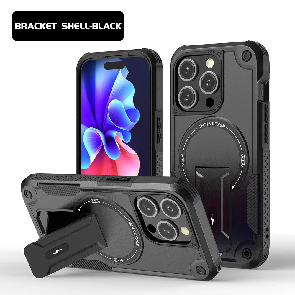 Luxury Magnetic Kickstand Case for iPhone - Shockproof & Stylish