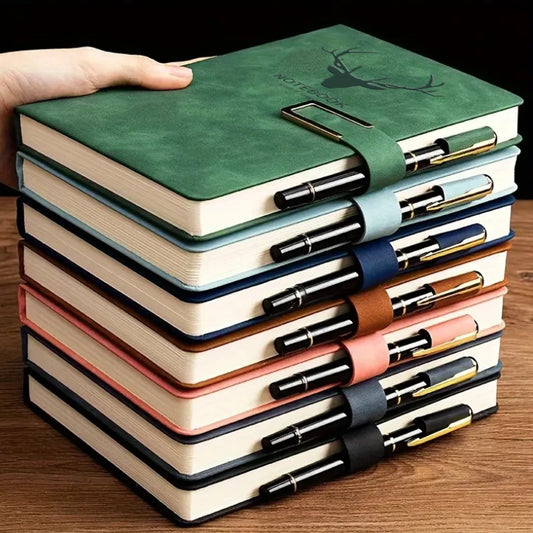 200 Pages A5 Leather Notebook | Personalized Soft Cover & Bookmark