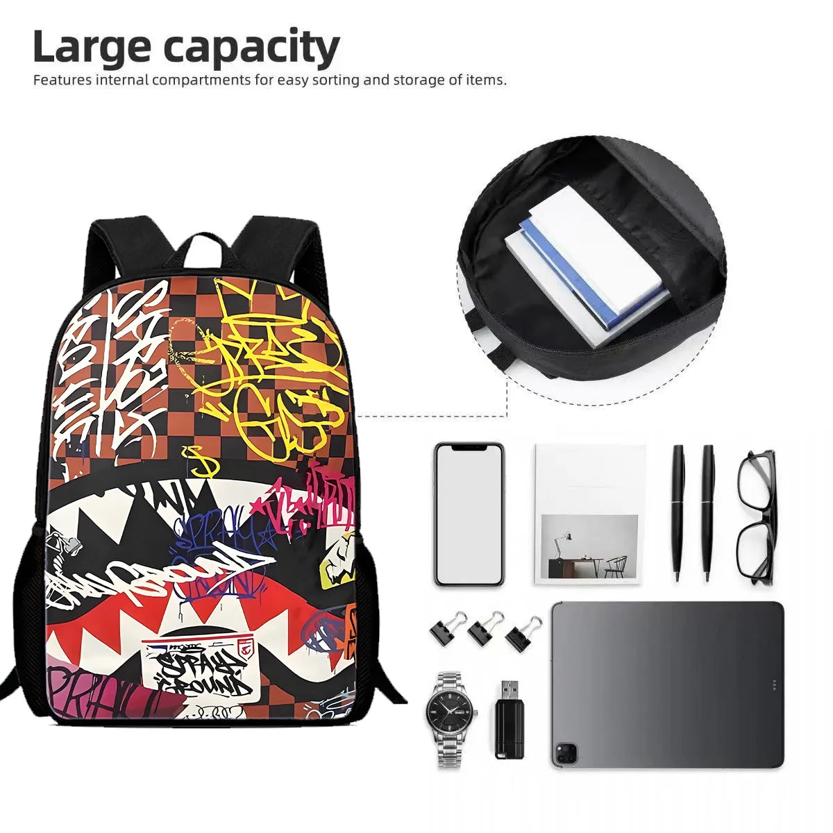 Trendy Kids Graffiti Backpack | Large Capacity Schoolbag for Students