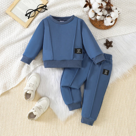 Cómodo conjunto de sudadera de manga larga de 2 piezas para bebés