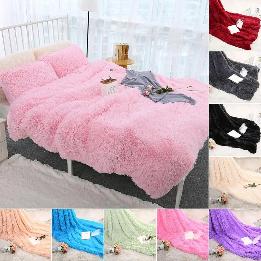 Soft Fluffy Shaggy Throw Blanket | Cozy Faux Fur Bedspread