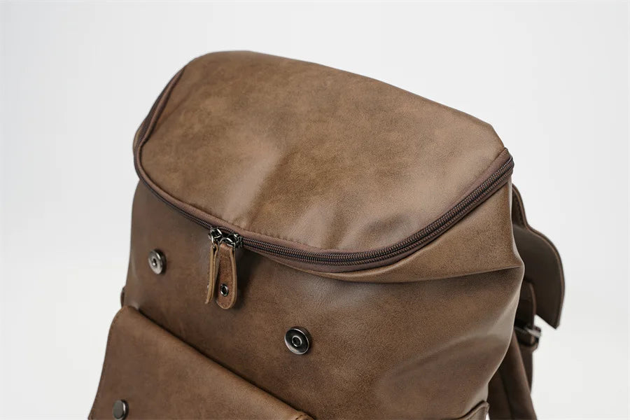 Vintage Luxury PU Leather Backpack | Large Capacity Laptop Bag
