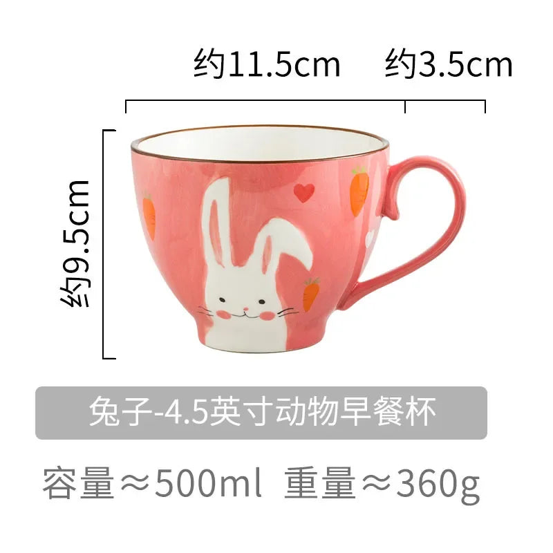 Cute Cartoon Dinosaur & Cat Ceramic Mugs | Fun Breakfast Cups