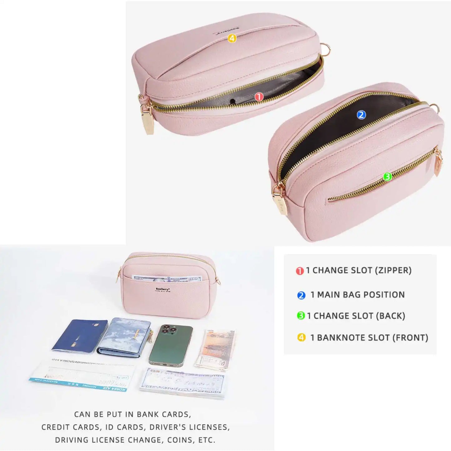 Elegante bolso de mano con cremallera de gran capacidad para mujer