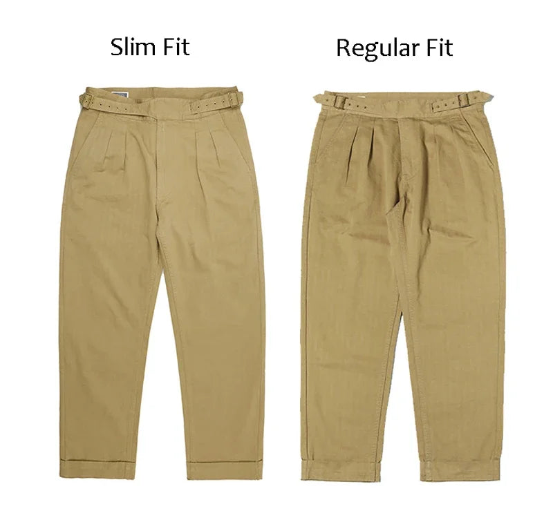 Men's Herringbone Cotton Gurkha Pants for Casual Style