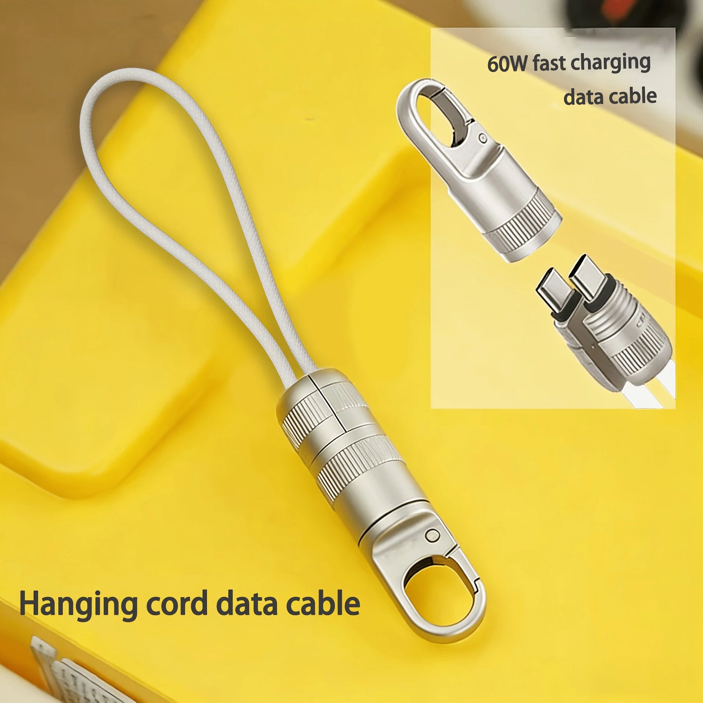 60W Mobile Fast Charging Cable | Type-C Keychain Anti-Loss Design