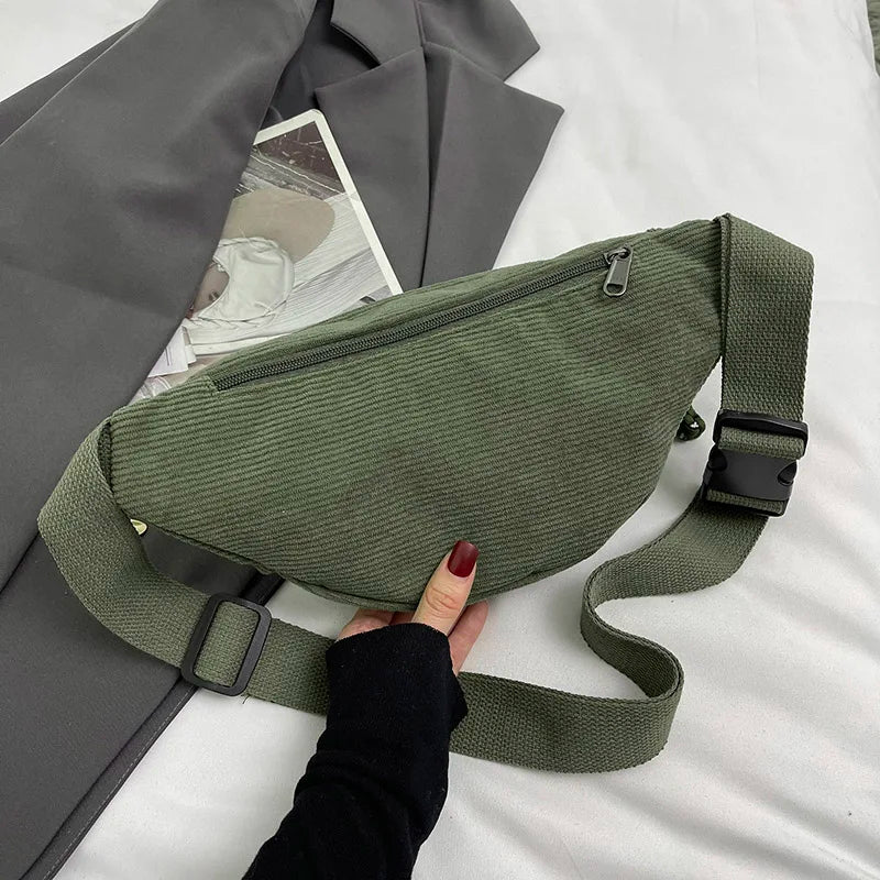 Casual Corduroy Belt Bags for Women | Stylish Fanny Pack