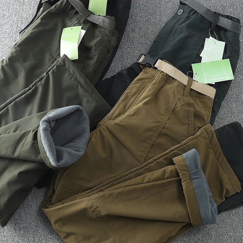 Waterproof Windproof Fleece-Lined Outdoor Pants for Men