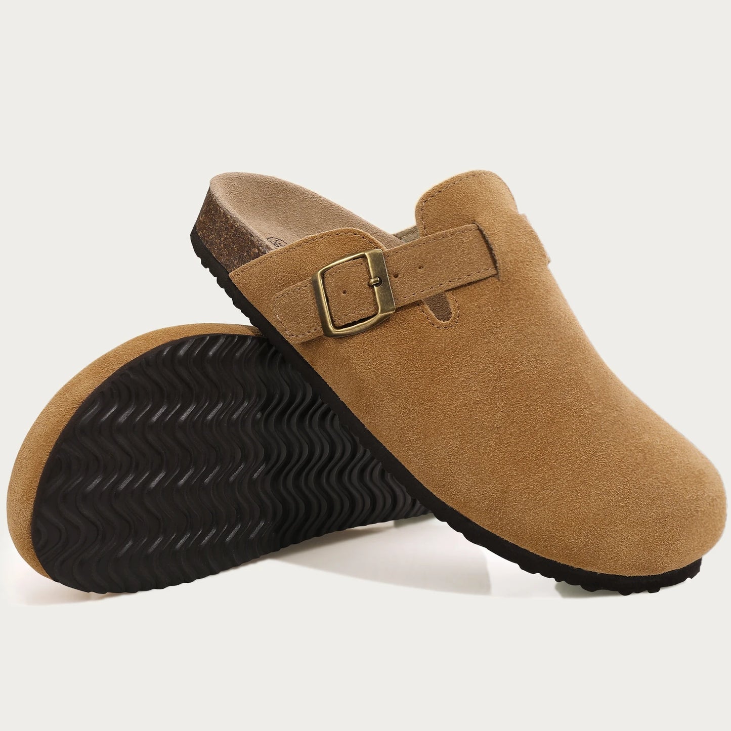 Shevalues Suede Clogs For Women Men Summer Cork Mules Soft Footbed Sandals With Arch Support  New Leisure Fashion Genuine Clogs