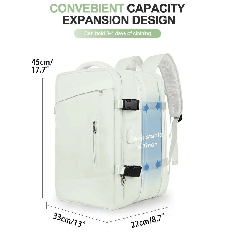 Expandable Women's Travel Backpack | Waterproof Hiking Laptop Bag