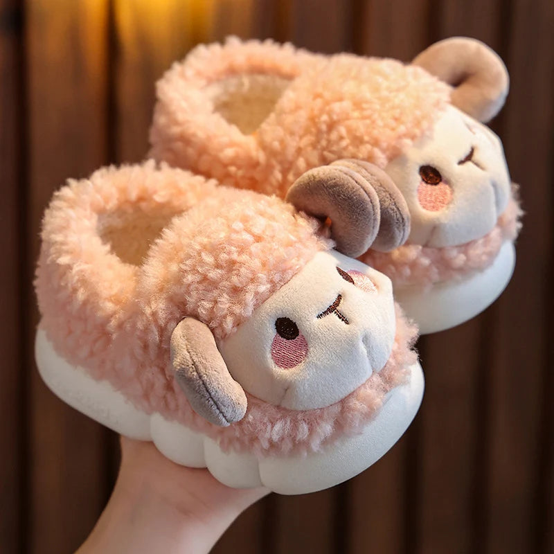 Lovely Fluffy Lamb Plush Slippers | Cute Warm Indoor Slides
