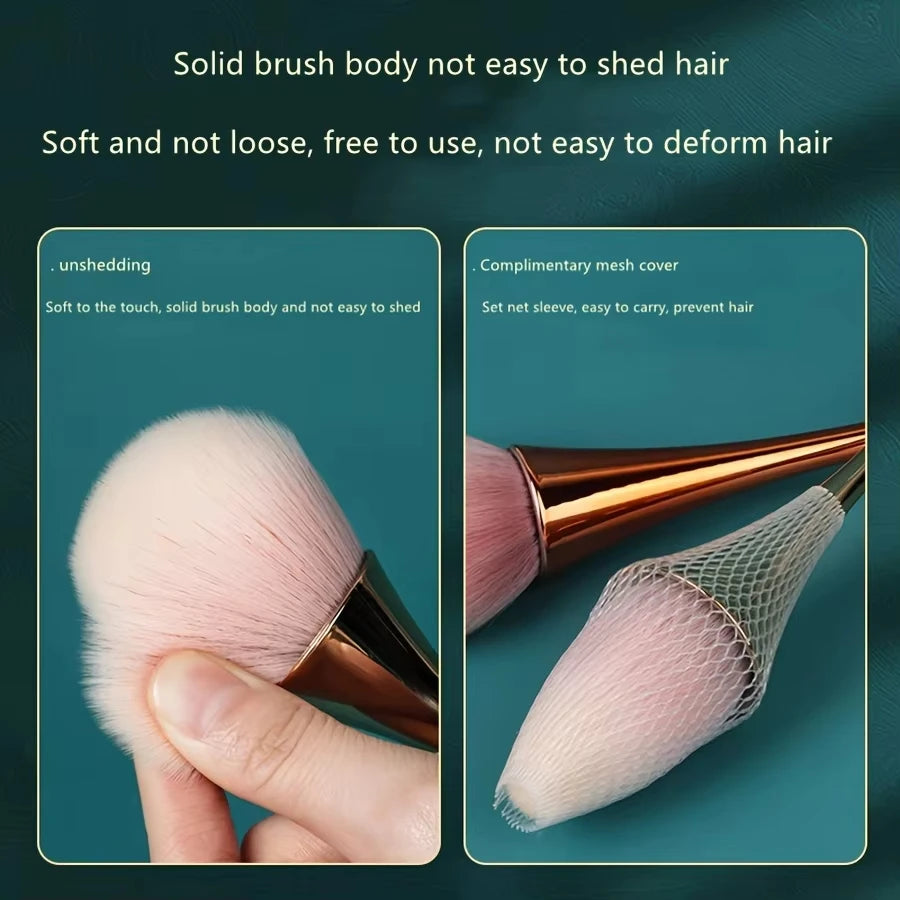 Soft Rose Golden Fan Makeup Brush | Achieve Flawless Beauty