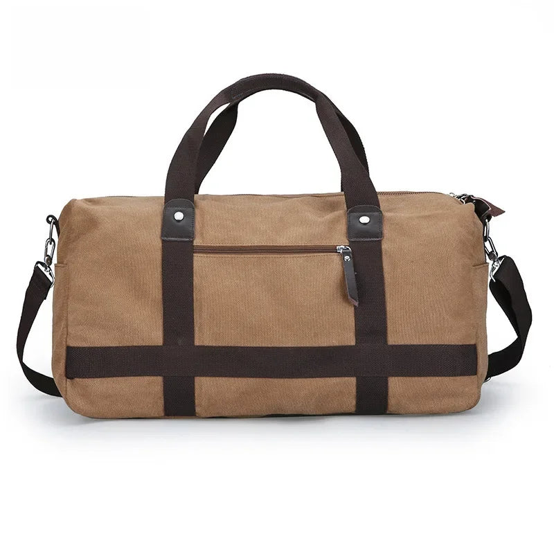 Large Capacity Casual Men's Canvas Travel Handbag | Lightweight Shoulder Bag