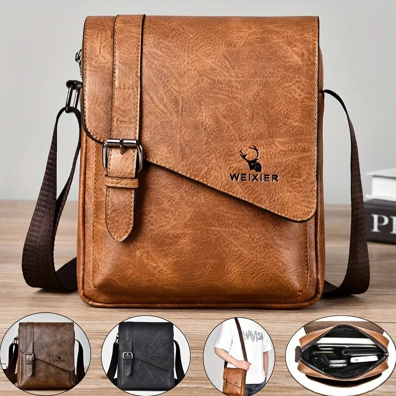 Bolso Bandolera Casual Vintage para Hombre | Elegante Bandolera de Cuero PU