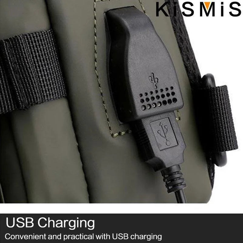 New Chest Bag Men's USB Charging Multi functional Fashion Casual One Shoulder Crossbody Sports Oxford Cloth Backpack