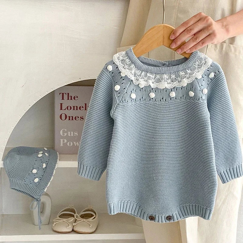 Warm Lace Baby Girl Romper | Cozy Infant Princess Jumpsuit