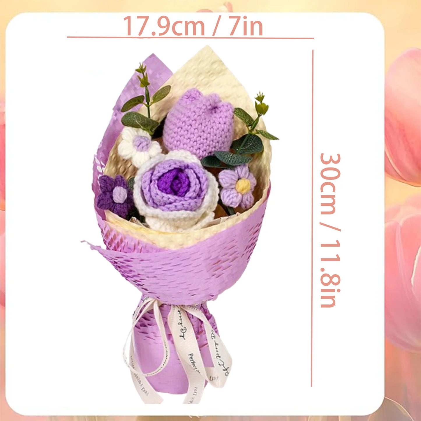 Handmade Crochet Flowers Bouquet | Beautiful Purple Home Decor