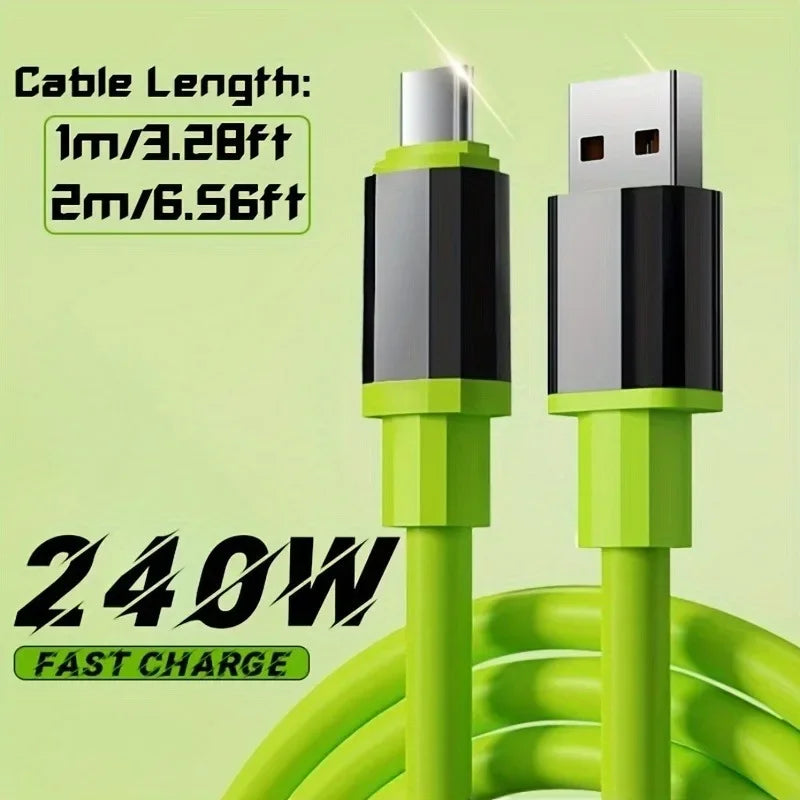 240W Fast Charging USB to Type-C Cable | Silicone Durable Design